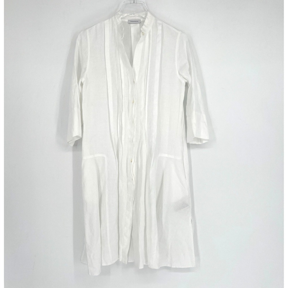 Rosso35 Dress Womens XS IT38 Tunic Linen White Pleated Preppy Quiet Luxury